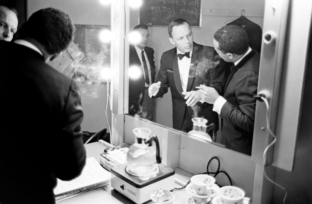 Frank Sinatra backstage, location unknown, 1965.