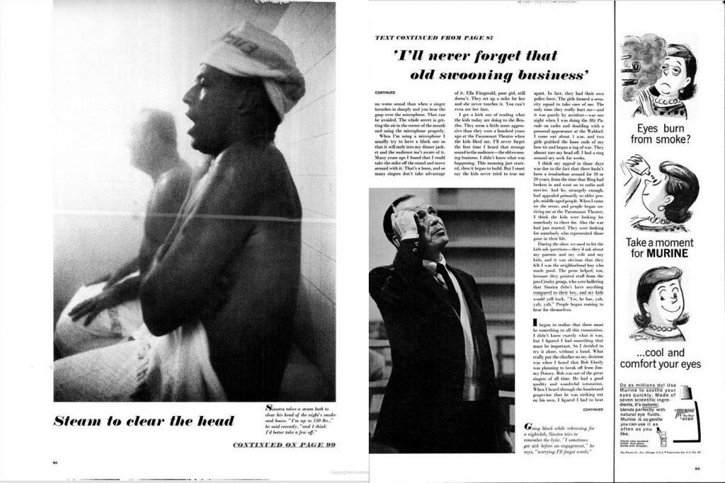 Page spreads for Frank Sinatra feature, LIFE magazine, April 23, 1965.