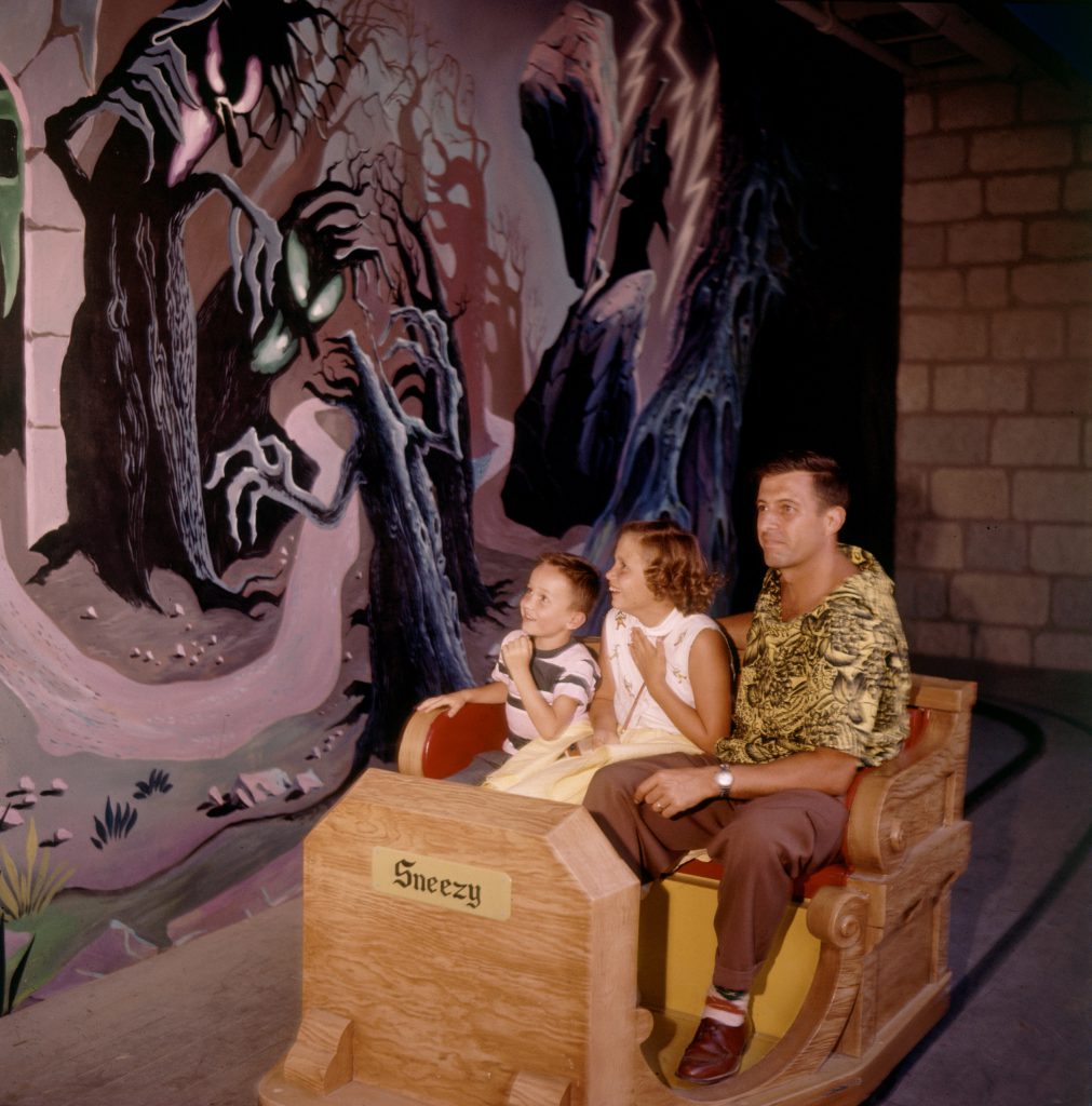 Children scared during Snow White ride at Disneyland Amusement Park, 1955.